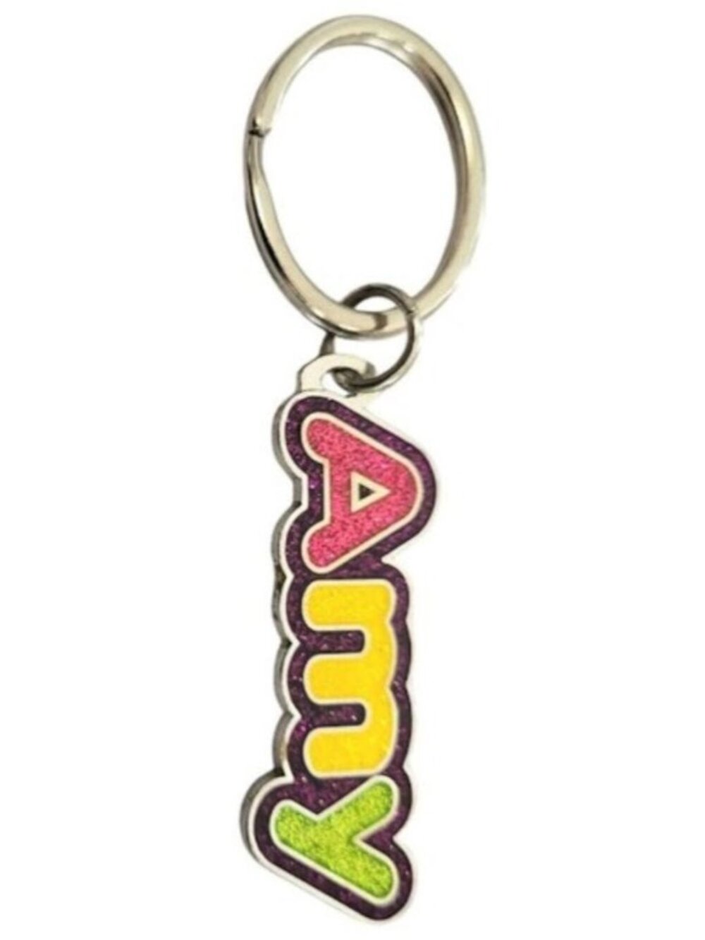 SWIBCO NW0T Colorful Galaxy Keychain Silver Metal Personalized Name AMY